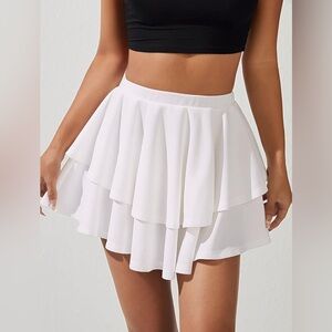 White Layered Ruffled High Waist Mini Skirt